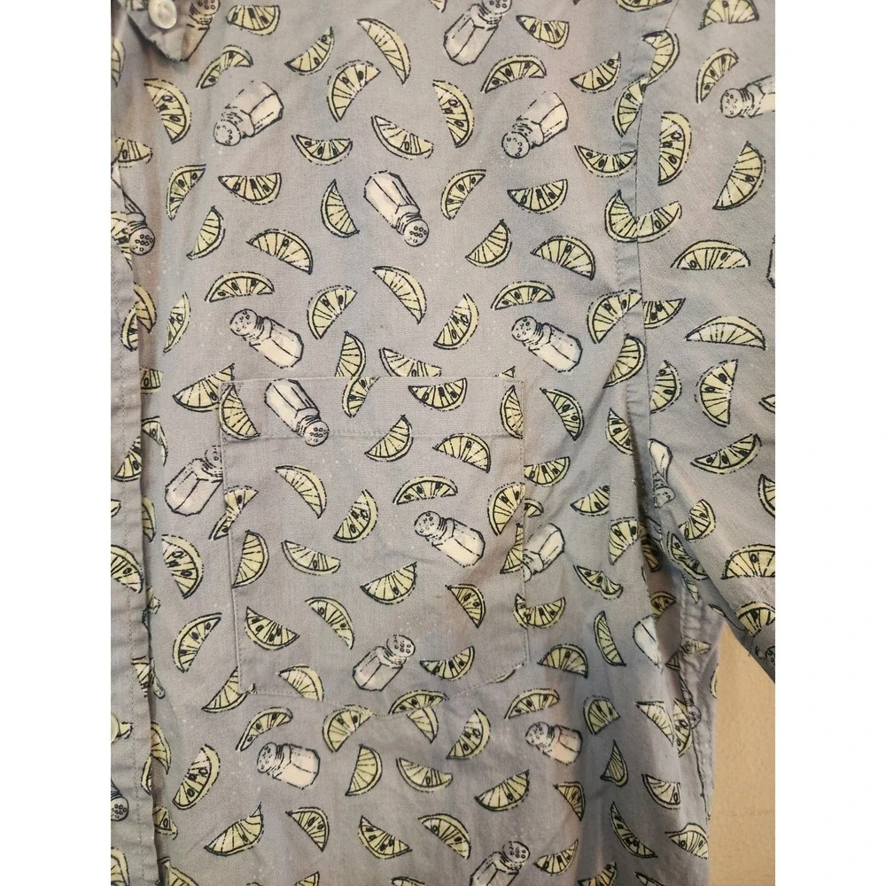 J. CREW MERCANTILE Flex Shirt Mens M Blue Button Down Lime And Salt Short Sleeve